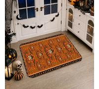 Alfombra rectangular de calabazas con sombrero de bruja para Halloween, Halloween, naranja, pelo bajo, no se desprende, para cocina, entrada, mesita de noche, lavandería, decoración de 2 x 3 pies