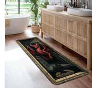 Alfombra rectangular de dragón, con piedras oscuras de fantasía, para Halloween, antideslizante, estética, rectangular, para cocina, entrada, mesita de noche, pasillo, decoración de 2 x 6 pies