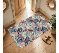 Alfombra rectangular de hojas tropicales bohemias con diseño de palmeras verdes de verano de pelo bajo, alfombra rectangular para interiores, no se desprende, para sala de estar, dormitorio, aula