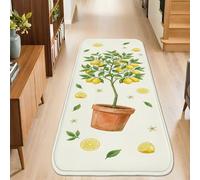Alfombra rectangular de limón para interiores, color amarillo, alfombra rectangular de pelo bajo, no se desprende, para cocina, baño, entrada, mesita de noche, 2 x 8 pies