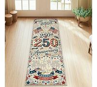 Alfombra rectangular de pelo bajo para interiores, diseño de banderas festivas, fuegos artificiales, no se desprende, para cocina, entrada, lavandería, pasillo, decoración de 2 x 5 pies