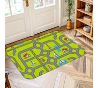 Alfombra rectangular para carretera, diseño de dibujos animados para casa, barco, verano, color verde, pelo bajo, no se desprende, para entrada, baño, lavandería, decoración de 2 x 3 pies