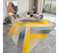 Alfombra Rectangular Patrón Abstracto Degradado Y En Espiga 160 X 230 Cm Para Salón Y Dormitorio, Pelo Corto Antideslizante Parte Inferior Tpr, Amarillo Alfombra Para Baño Cocina Pasillo Patio