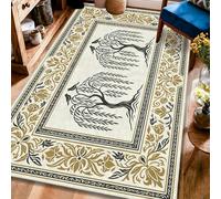 Alfombra rectangular tradicional y elegante con diseño de hojas de flores, color negro, borde de pelo bajo, para sala de estar, dormitorio, comedor, escritorio, oficina, decoración de 4 x 6 pies