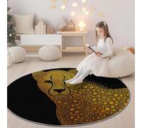 Alfombra Redonda 100 cm Lujo Animales Leopardo Lunares Antideslizante Alfombras Redondas, Lavables en Lavadora Habitacion Dormitorio Comedor Alfombras Pelo Corto, Amarillo Negro