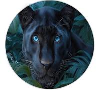 Alfombra Redonda 100 cm, Negro Verde Oliva Lavable Antideslizante para Dormitorio, Fantasía Plantas Animales Leopardo. con Estampado para Entrada Guardería Cocina Halls Balcón