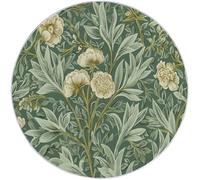 Alfombra Redonda 100 cm, William Morris Plantas Flores Antideslizante Lavable Suave Pelo Corto Alfombra para Sala de Estar Dormitorio Pasillo Cocina Estudio Decoración del Hogar, Verde Salvia