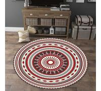 Alfombra Redonda 100cm Lavable Círculo Rojo Salon Y de Habitacion Tapete Redondo,Parte Inferior Antideslizante,Muy Suave, No se Desprenden,para Casa Oficina en Interior y Exterior
