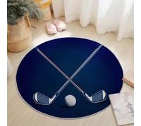 Alfombra Redonda 120 Cm Deportes Clubes Golf Azul Lavable A Máquina Alfombra Antideslizante para Dormitorio Sala De Estar Cocina Decoración del Hogar