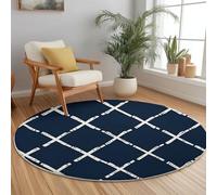 Alfombra Redonda 120 cm Habitacion Dormitorio Comedor Tapete Quarto Pelo Corto, Simple Abstracto Murciélagos Juego Mats Pad para Habitación Decorativo, Marina De Guerra Franela Alfombra Redonda