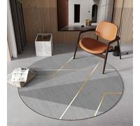 Alfombra Redonda 120cmMinimalismo Gris Alfombras de Habitación,Dormitorio Antideslizante Lavable, Microfibra Suave, Estampados para Decoración