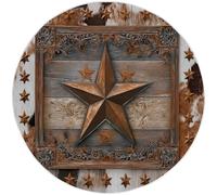 Alfombra Redonda 150 cm, Broncearse Lavable Antideslizante para Dormitorio, Oeste Estrellas Piel De Vaca Alambre De Púas con Estampado para Entrada Guardería Cocina Halls Balcón