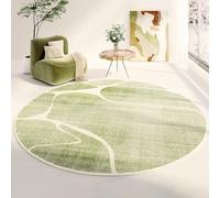 Alfombra Redonda 160Minimalismo Verde Microfibra Alfombra Lavable Grande, Pelo Corto Suave, para Salon Dormitorio, Habitación De Los Niños