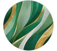 Alfombra Redonda 200 cm, Moderno Ola Mármol Antideslizante Lavable Suave Pelo Corto Alfombra para Sala de Estar Dormitorio Pasillo Cocina Estudio Decoración del Hogar, Verde Dorado
