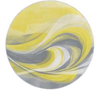 Alfombra Redonda 80 cm, Minimalismo Remolino Líneas Textura Antideslizante Lavable Suave Pelo Corto Alfombra para Sala de Estar Dormitorio Pasillo Cocina Estudio Decoración del Hogar, Amarillo Gris