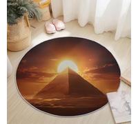 Alfombra Redonda 90 cm, Paisaje Desértico Pirámides Suave Lavable mullida Antideslizante del hogar alfombras Naranja Colorido para Sala de Estar, Dormitorio y Decoración del Hogar