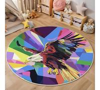 Alfombra Redonda 90cm, Alfombras Vistoso Estampado Águilas Animales Salvajes Antideslizante Lavables, Alfombras de Decorativa Estilo Pop Art Pelo Corto, para Habitacion Infantil Sala de Estar