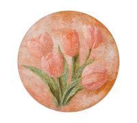 Alfombra Redonda 90cmVerde Naranja Salon Y de Habitacion Tapete Redondo, Alfombra de Círculo Suave, Lavable Antideslizante