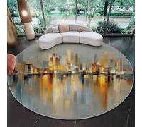 Alfombra Redonda Abstracción Arte Arquitectura Urbana Para Sala De Estar, A MáQuina Antideslizante De Pelo Bajo Y No Desprende Pelo - Alfombras Para Sala De Estar SalóN 160 cm (Rond) Color Tierra