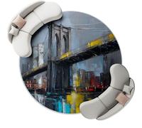 Alfombra Redonda Abstracción Puente Ciudad Lavable a máquina, Antideslizante, de Pelo bajo y no desprende Pelo 180 cm (Round) para Sala de Estar, Dormitorio salón Amarillo