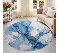 Alfombra Redonda Abstracta Lavable, 100 cm Moderna Acuarela Tintas Ombré Redonda Sala de Estar Dormitorio Antideslizante Carpet, Alfombra de Cocina, Alfombra Círculo Suave para Habitación de Huéspedes