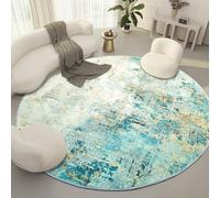 Alfombra redonda abstracta para sala de estar y dormitorio, lavable a máquina, antideslizante, de pelo largo y no pierde sus pelos, 120 cm, color beige