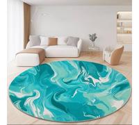 Alfombra Redonda Abstracto Estilo 150cm, Azul Antideslizante Lavable a Máquina Alfombras - Suave Pelusa Corta Lujo Rayas Textura De Mármol Alfombra Impresa para Dormitorio Cocina Halls Balcón