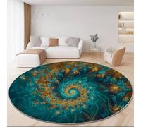 Alfombra Redonda Abstracto Estilo 150cm, Verde Antideslizante Lavable Alfombras - Suave Pelusa Corta Adornado Misterioso Geométrico Textura Alfombra Impresa para Dormitorio Cocina Halls Balcón