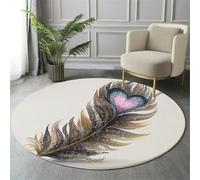 Alfombra Redonda Acuarela Realismo, Alfombra Oro Pelo Corto Suave, Alfombras Estampado Plumas En Forma De Corazón Antideslizante fácil de cuidar, para Dormitorio Salón Cocina Halls 150cm
