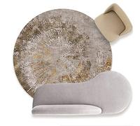 Alfombra Redonda, Alfombra Antideslizante para el hogar, Adecuado para la decoración de Salas de Estar y dormitorios alfombras Abstract Gray-Gold Annual Rings,ø 90CM