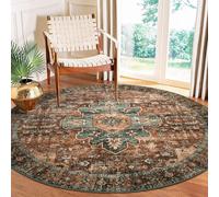 Alfombra Redonda, Alfombra Redonda De Terciopelo De Cristal Étnico Vintage De 3.9 Pies con Respaldo Antideslizante, Suave con Aislamiento Acústico Sin Olor para Sala De Estar, Dormitorio, Ár