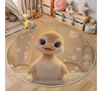 Alfombra Redonda Amarillo, Plegable Patito Burbujas Estampado Alfombra, Antideslizante Lavables a máquina Dibujos Animados Diversión Infantil Alfombras para Dormitorio Cocina Pasillo 160cm