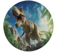 Alfombra redonda antideslizante 180 cm, 3D animales feroces tiranosaurio Rex decoración interior redonda impresa alfombra, color lavable franela suave circular para salón dormitorio cocina oficina