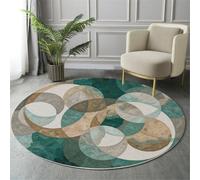 Alfombra Redonda Arte Minimalista Abstracto Suave y acogedora, Lavable Antideslizante Circular Texturizado Alfombra, fácil de cuidar Verde Alfombras para Dormitorio Sala de Estar - 90cm