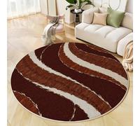 Alfombra Redonda Arte Moderno Abstracto Suave y acogedora, Lavable Antideslizante Ondulado Curvado Alfombra, fácil de cuidar Marrón Alfombras para Dormitorio Sala de Estar - 150cm