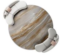 Alfombra Redonda Beige de 60 cm, Alfombra con patrón Elegante Lujo Mármol Brillante, Lavable a máquina Alfombra Antideslizante para Dormitorio Sala de Estar Cocina