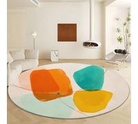 Alfombra Redonda Bloques De Color Geométricos Abstractos Rayas 120 cm, Lavable Antideslizante Suave para baño Dormitorio Alfombra Redonda Estampado Bohemio para Cocina Salón Dormitorio