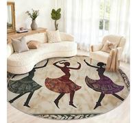 Alfombra Redonda Bohemia de 210 cm, alfombras Vintage Bohemias para Sala de Estar, alfombras Redondas Lavables para Dormitorio, Mesa de Comedor, decoración del hogar