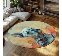 Alfombra Redonda Bulldog Francés Pintura Moda Patrón Perro para Mascotas Alfombrillas para Sala Estudio Sala Estudio Sala Juegos Sala Juegos Fácil Limpiar Pila Baja 120cm