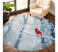 Alfombra Redonda Cardenal de 240 cm, para Exteriores, para Sala de Estar, Alfombra Redonda Antideslizante para Dormitorio, Mesa de Comedor, decoración del hogar