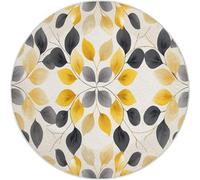 Alfombra Redonda Colorful de 120 cm, alfombras con patrón Moderno Hermoso Geométrico Hojas, Lavable a máquina Alfombra Antideslizante para Dormitorio Sala de Estar Cocina