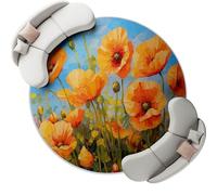 Alfombra Redonda Colorful de 90 cm, Alfombra con patrón Brillante Acuarela Floral Amapolas, Lavable a máquina Alfombra Antideslizante para Dormitorio Sala de Estar Cocina