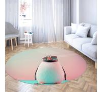 Alfombra Redonda con Degradado de Tema Animal 90cm Alfombra Circular de guardería Divertida Antideslizante para Interiores Lavable para el vestíbulo Apartamento