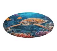 Alfombra redonda con diseño de peces tropicales y estrellas de mar, suave, absorbente, antideslizante, para puerta delantera y trasera, 80 x 80 cm, para dormitorio, sala de estar, decoración del hogar