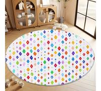 Alfombra Redonda con Elegante Geométrico Moderno Patrón Impreso 160 cm, Alfombra Marfil de Pelo Corto Antideslizante para Salón - Muy Suave y Lavables en Lavadora