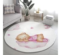 Alfombra Redonda Con Lindo Patrón De Oso Y Luna, Suave Y Antideslizante Para Habitación Infantil, Salón Y Sala De Juegos, Alfombra Decorativa Cómoda Para Todo Tipo De Espacios, 160 cm, Color 3