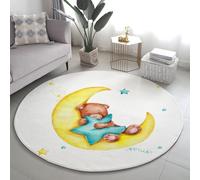 Alfombra Redonda Con Lindo Patrón De Oso Y Luna, Suave Y Antideslizante Para Habitación Infantil, Salón Y Sala De Juegos, Alfombra Decorativa Cómoda Para Todo Tipo De Espacios, 150 cm, Color 5