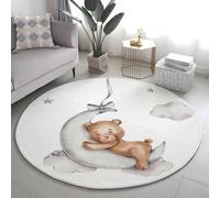 Alfombra Redonda Con Lindo Patrón De Oso Y Luna, Suave Y Antideslizante Para Habitación Infantil, Salón Y Sala De Juegos, Alfombra Decorativa Cómoda Para Todo Tipo De Espacios, 60 cm, Color 2
