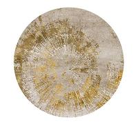 Alfombra redonda contemporánea gris y dorada de 160 cm de diámetro, alfombra suave para sala de estar, comedor, silla, oficina, elegante decoración del hogar, manta acolchada y cómoda