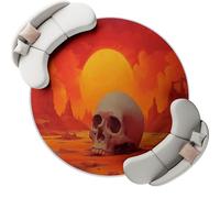 Alfombra Redonda Cráneos góticos del Desierto Lavable a máquina, Antideslizante, de Pelo bajo y no desprende Pelo 120 cm (Round) para Sala de Estar, Dormitorio salón Color Naranja